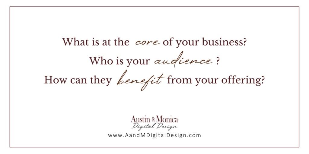 quote: what is the core of your business? Who is your audience? How they can benefit from your offering? | A&M Digital design