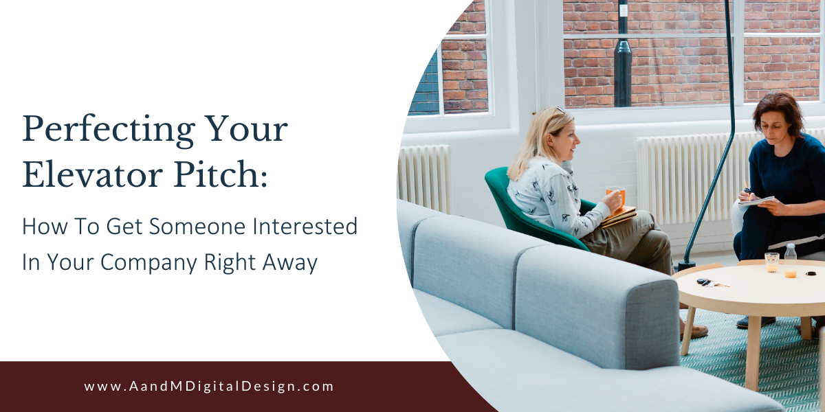 two women sitting on a couch talking about their elevator pitch